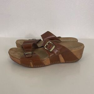 Dansko Brown Leather Platform Sandals